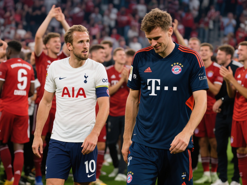 拜仁昨夜庆祝详情:金玟哉短暂停留,凯恩压轴离场 另一边,作为拜仁今夏的重磅引援,哈里·凯